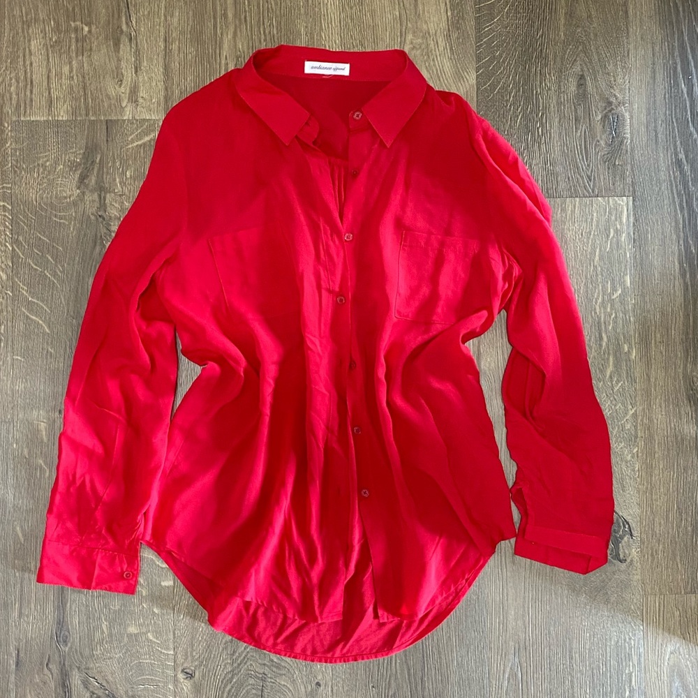 Red Button Down Top